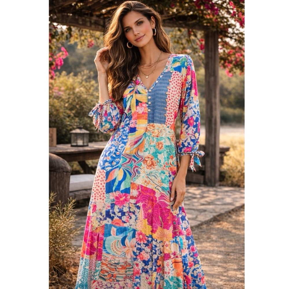 NWT Johnny Was Gracie Multicolor Floral Maxi Dress